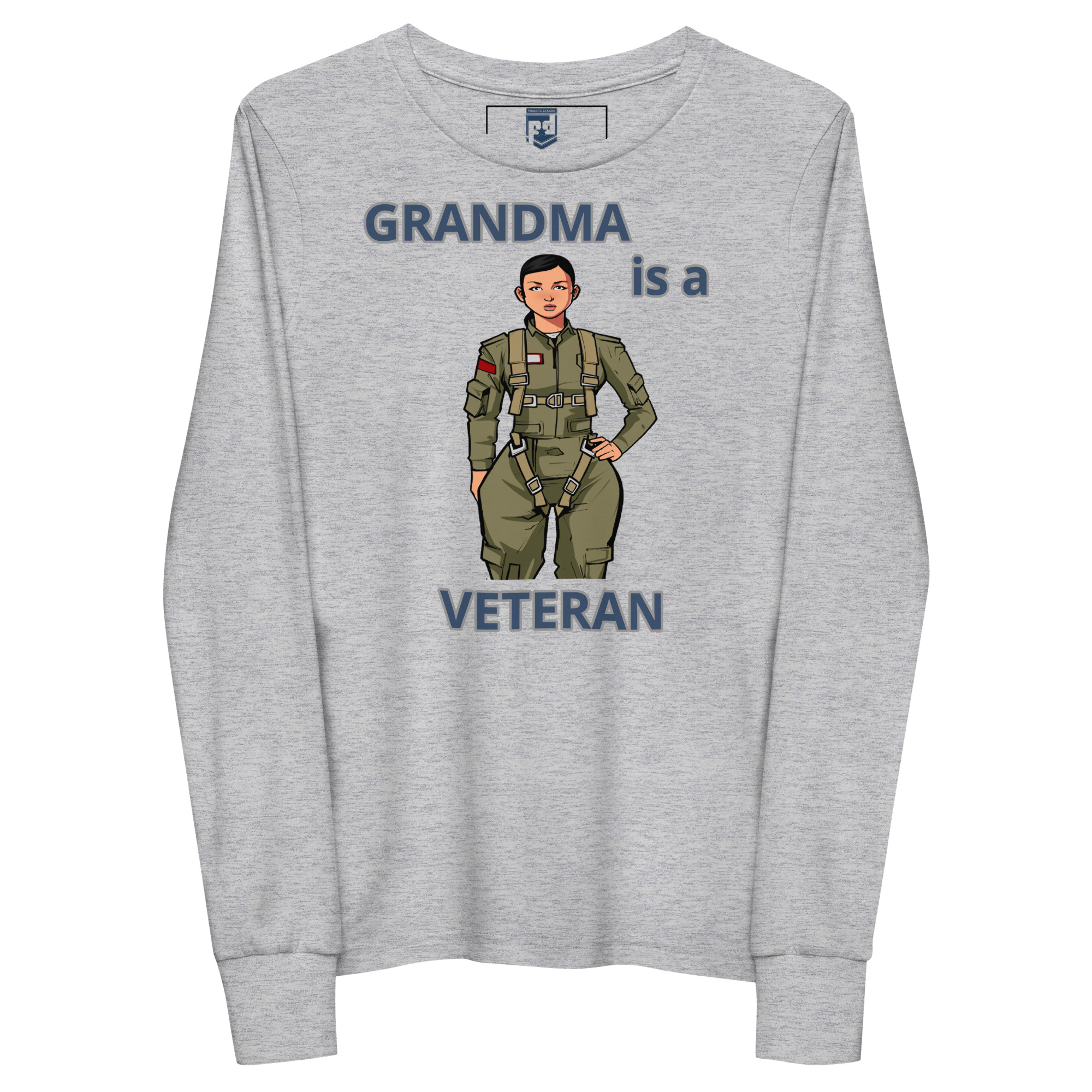 GRANDMA IS A VETERAN TOO FOWER Youth Long Sleeve Tee - Image 3