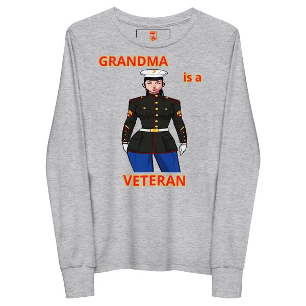 GRANDMA IS A VETERAN TOO FOWER Youth Long Sleeve Tee - Image 3