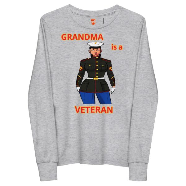 GRANDMA IS A VETERAN TOO FOWER Youth Long Sleeve Tee - Image 3