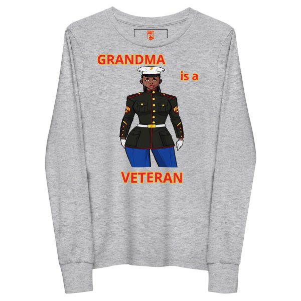 GRANDMA IS A VETERAN TOO FOWER Youth Long Sleeve Tee - Image 3