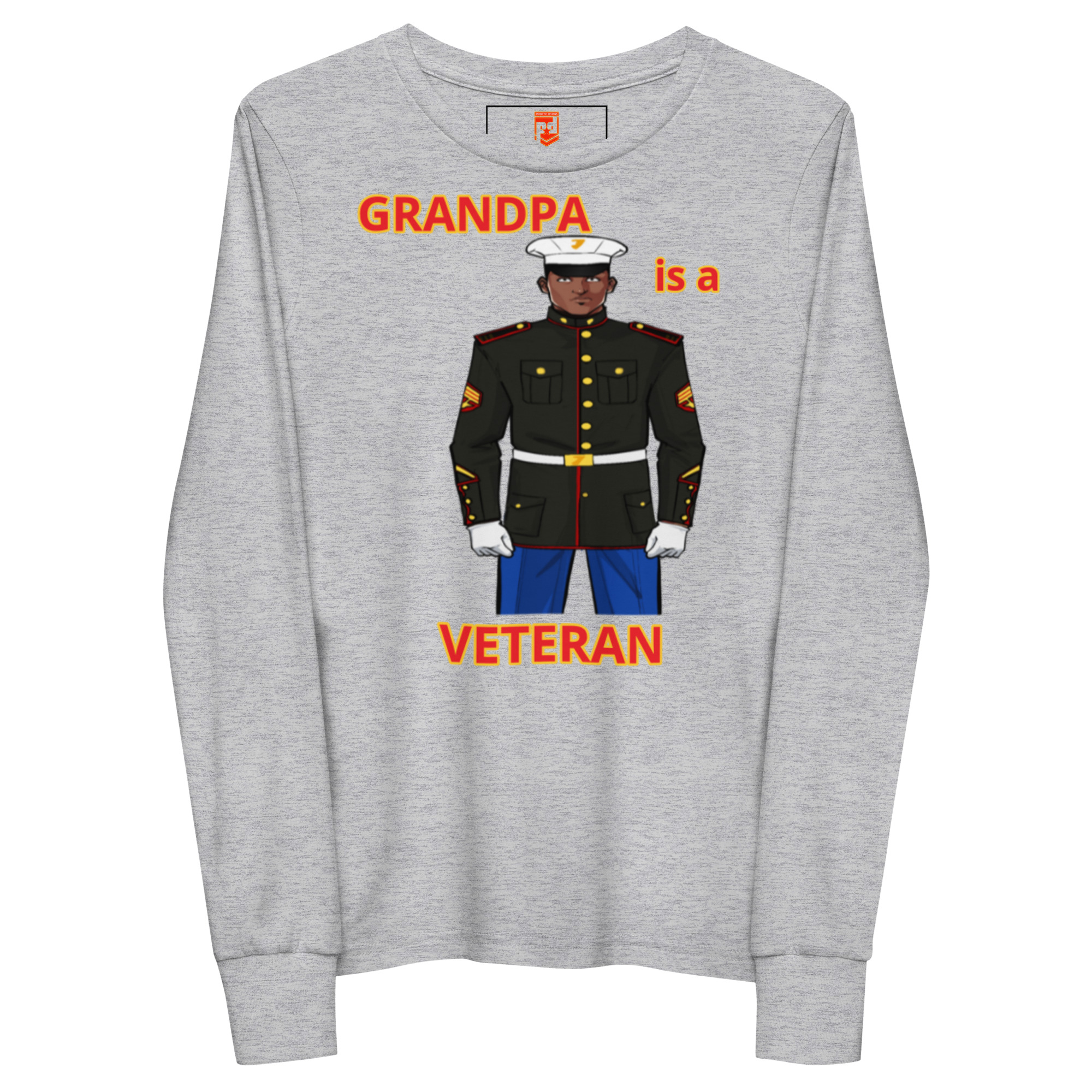 GRANDPA IS A VETERAN TOO FOWER Youth Long Sleeve Tee - Image 3