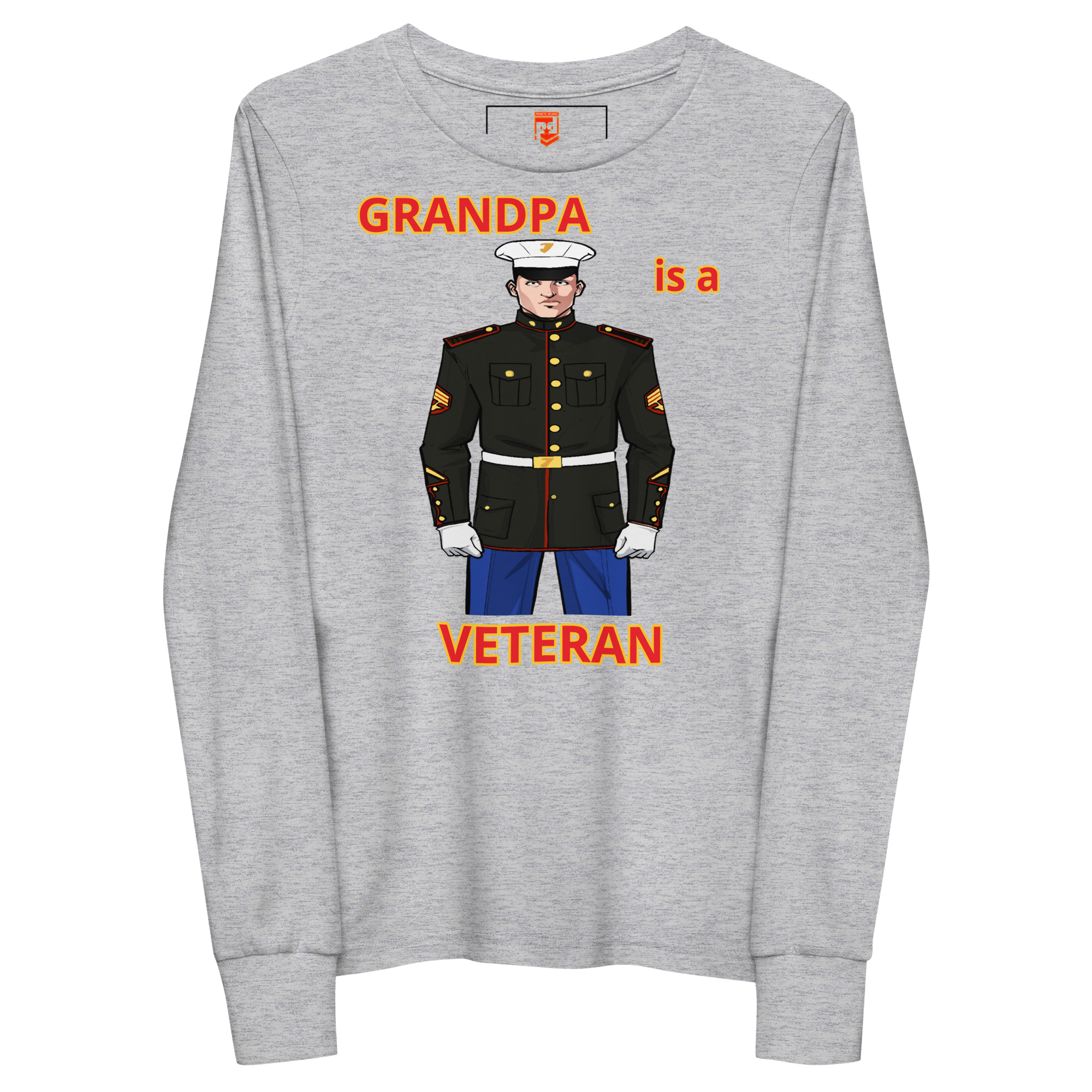 GRANDPA IS A VETERAN TOO FOWER Youth Long Sleeve Tee - Image 3