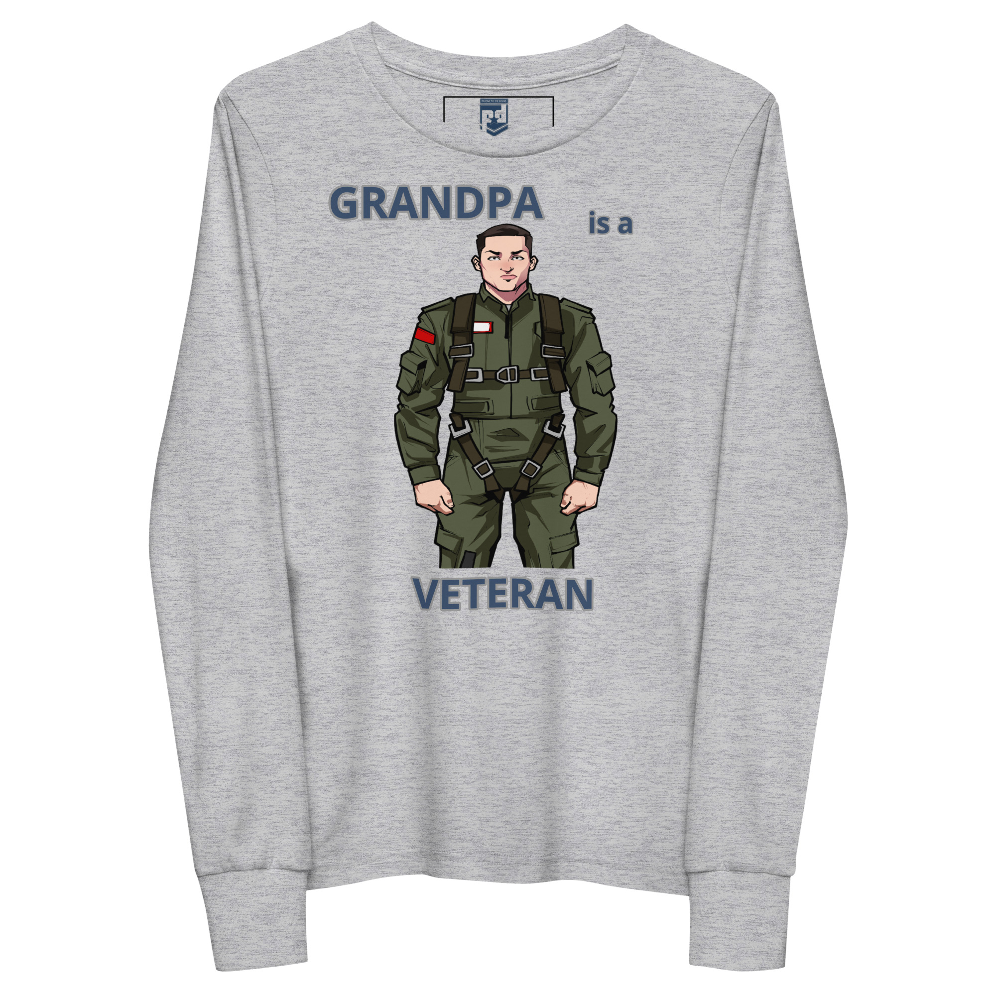 GRANDPA IS A VETERAN TOO FOWER Youth Long Sleeve Tee - Image 3