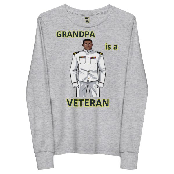 GRANDPA IS A VETERAN TOO FOWER Youth Long Sleeve Tee - Image 3