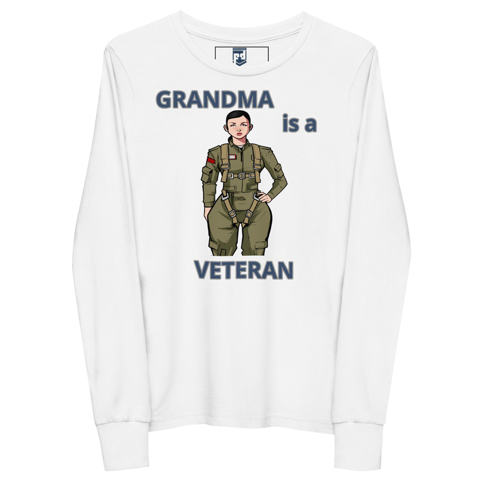 GRANDMA IS A VETERAN TOO FOWER Youth Long Sleeve Tee - Image 5