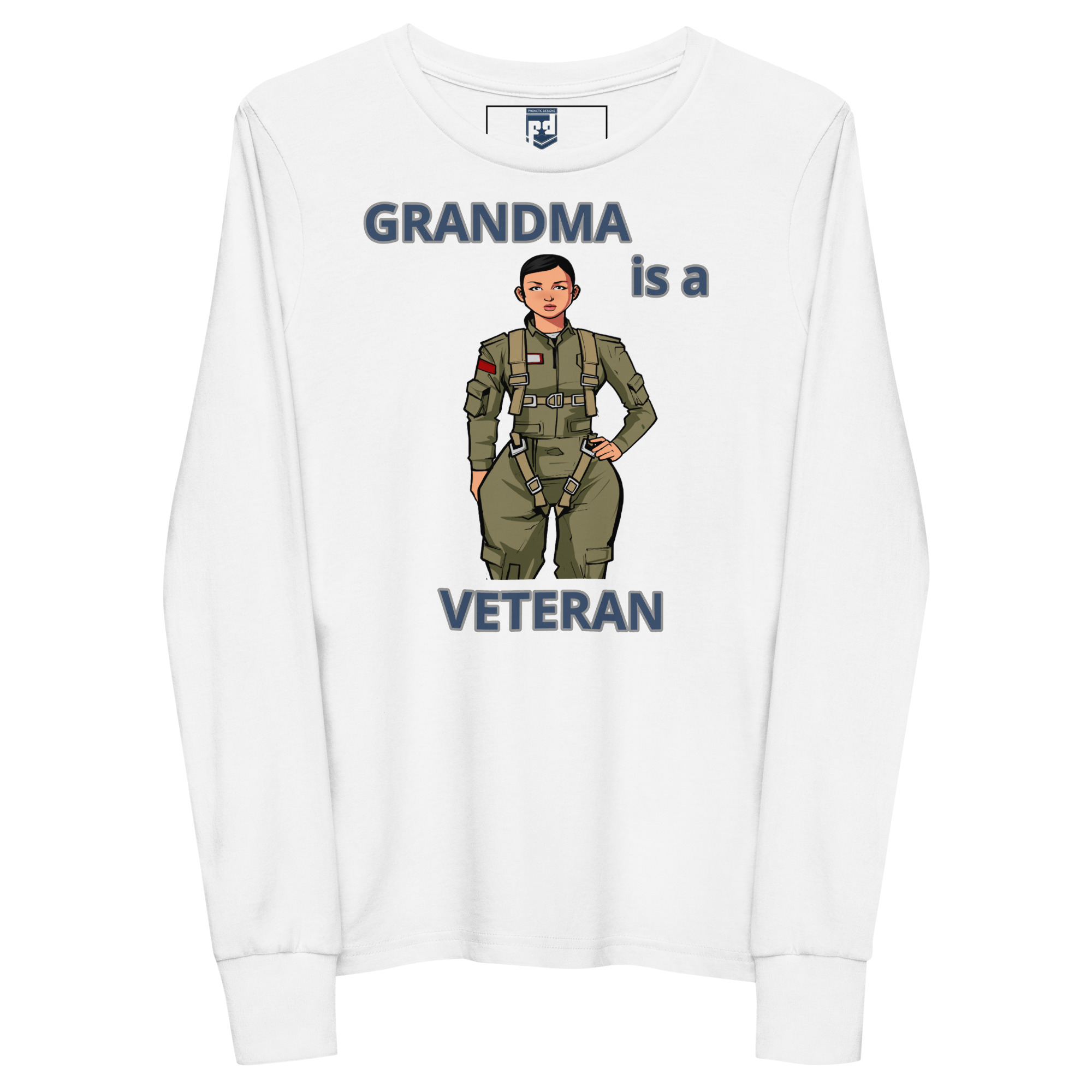 GRANDMA IS A VETERAN TOO FOWER Youth Long Sleeve Tee - Image 5