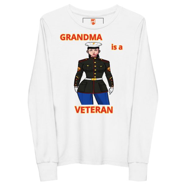 GRANDMA IS A VETERAN TOO FOWER Youth Long Sleeve Tee - Image 5