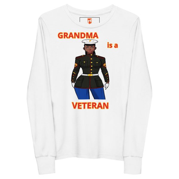 GRANDMA IS A VETERAN TOO FOWER Youth Long Sleeve Tee - Image 5