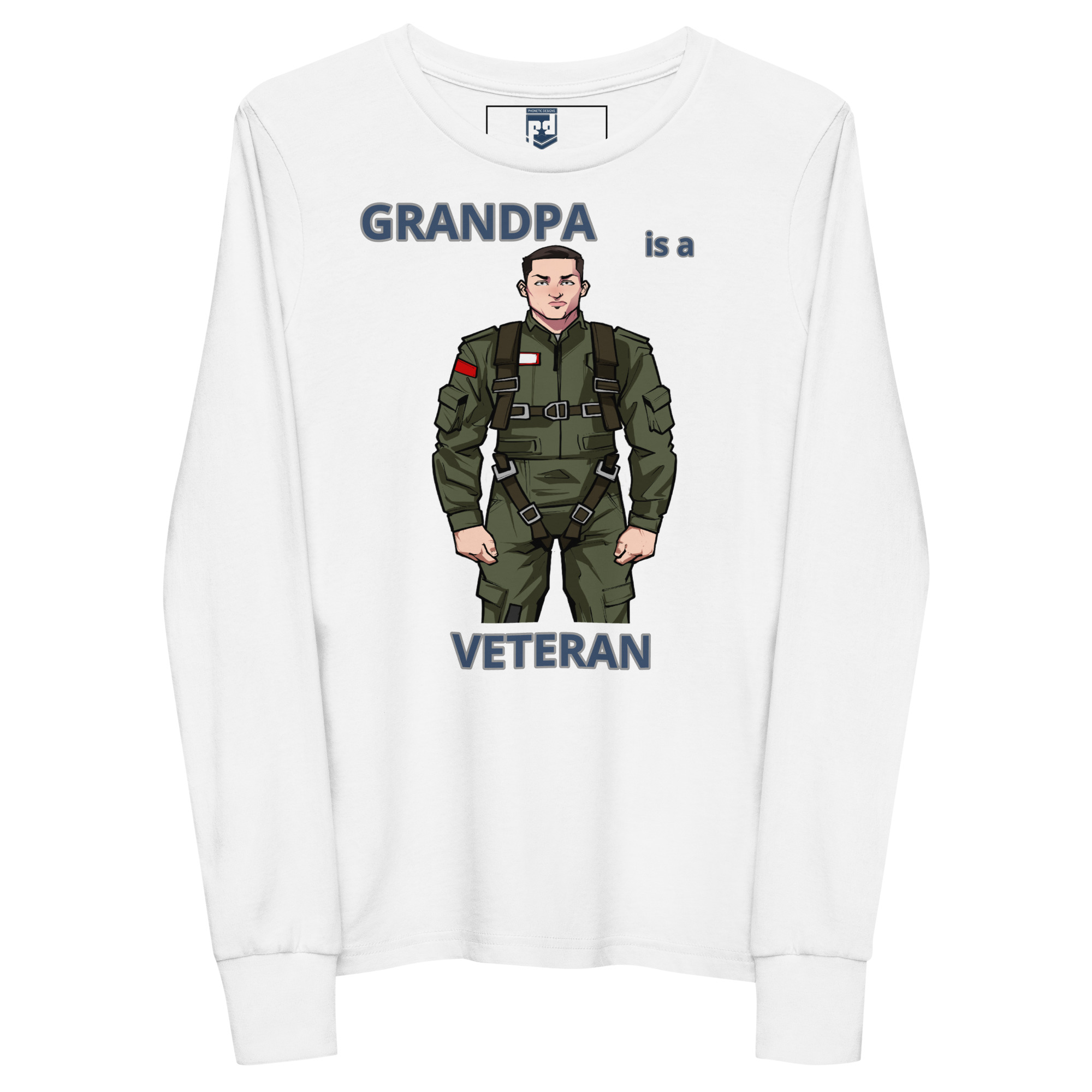 GRANDPA IS A VETERAN TOO FOWER Youth Long Sleeve Tee - Image 5