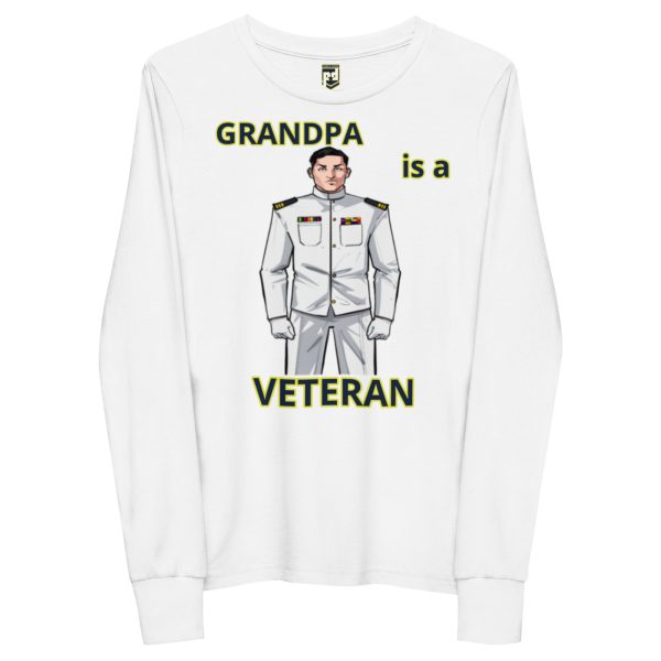 GRANDPA IS A VETERAN TOO FOWER Youth Long Sleeve Tee - Image 5