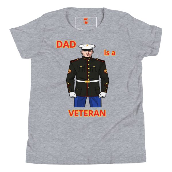 DAD IS A VETERAN TOO FOWER Youth Short Sleeve T-Shirt - Image 3