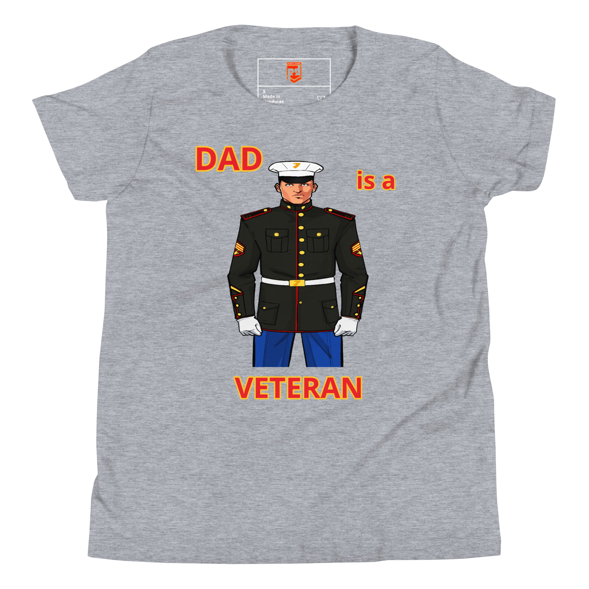 DAD IS A VETERAN TOO FOWER Youth Short Sleeve T-Shirt - Image 3