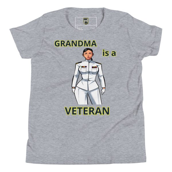 GRANDMA IS A VETERAN TOO FOWER Youth Short Sleeve T-Shirt - Image 3
