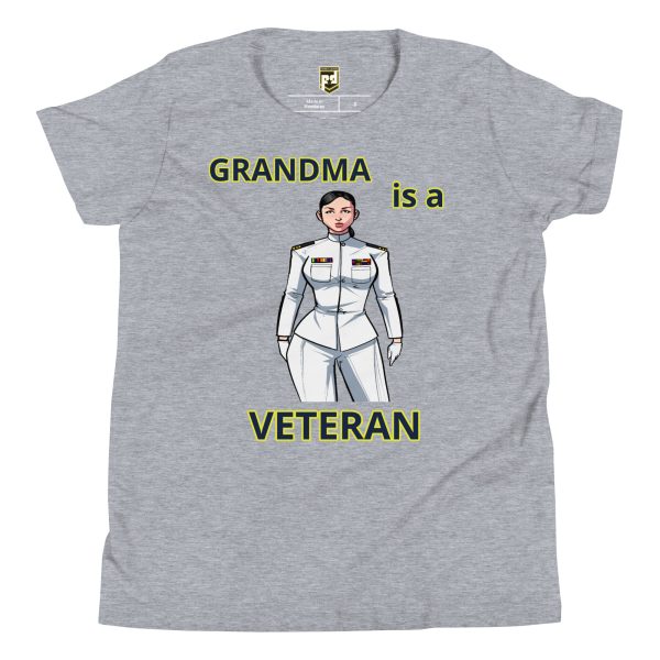 GRANDMA IS A VETERAN TOO FOWER Youth Short Sleeve T-Shirt - Image 3
