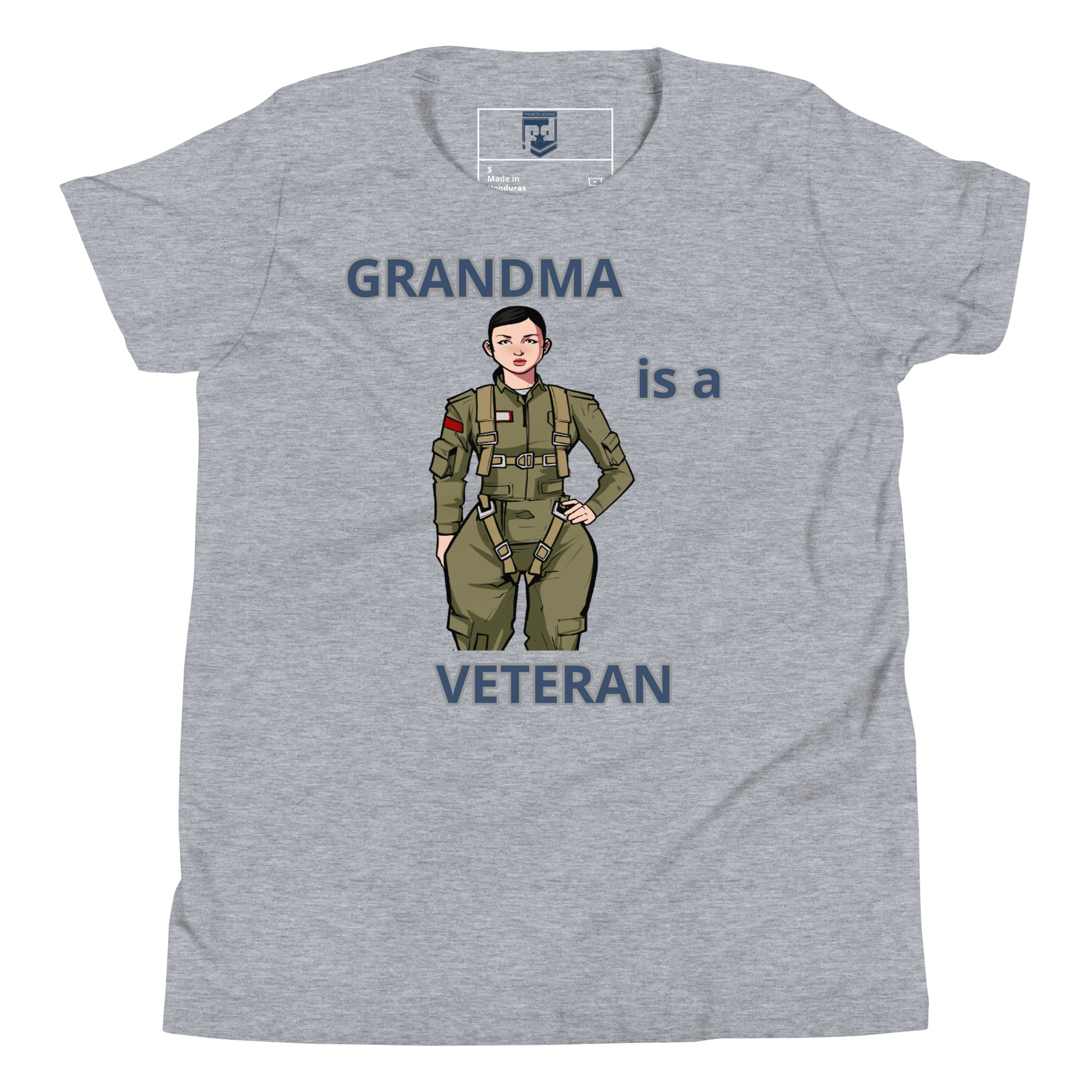 GRANDMA IS A VETERAN TOO FOWER Youth Short Sleeve T-Shirt - Image 3