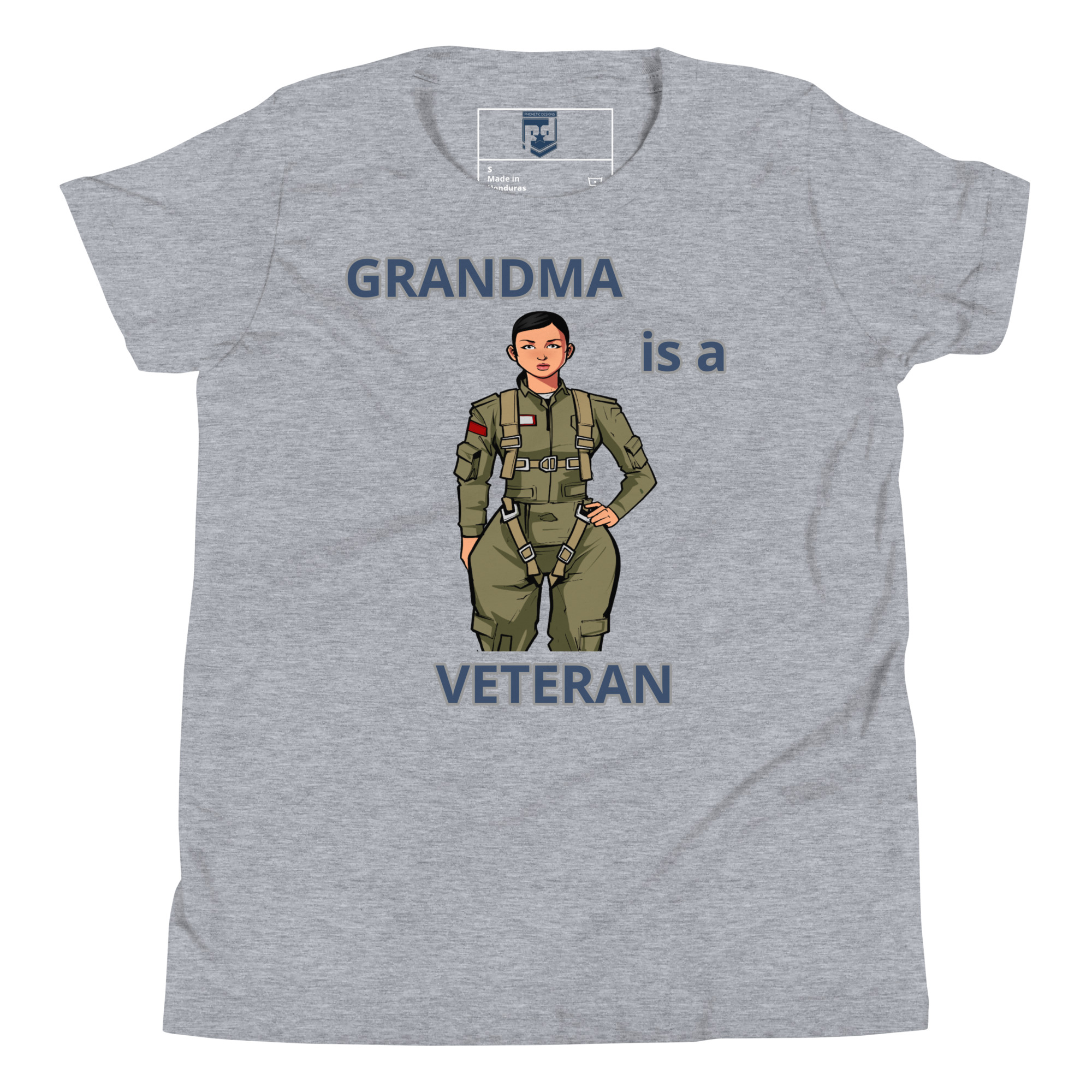 GRANDMA IS A VETERAN TOO FOWER Youth Short Sleeve T-Shirt - Image 3
