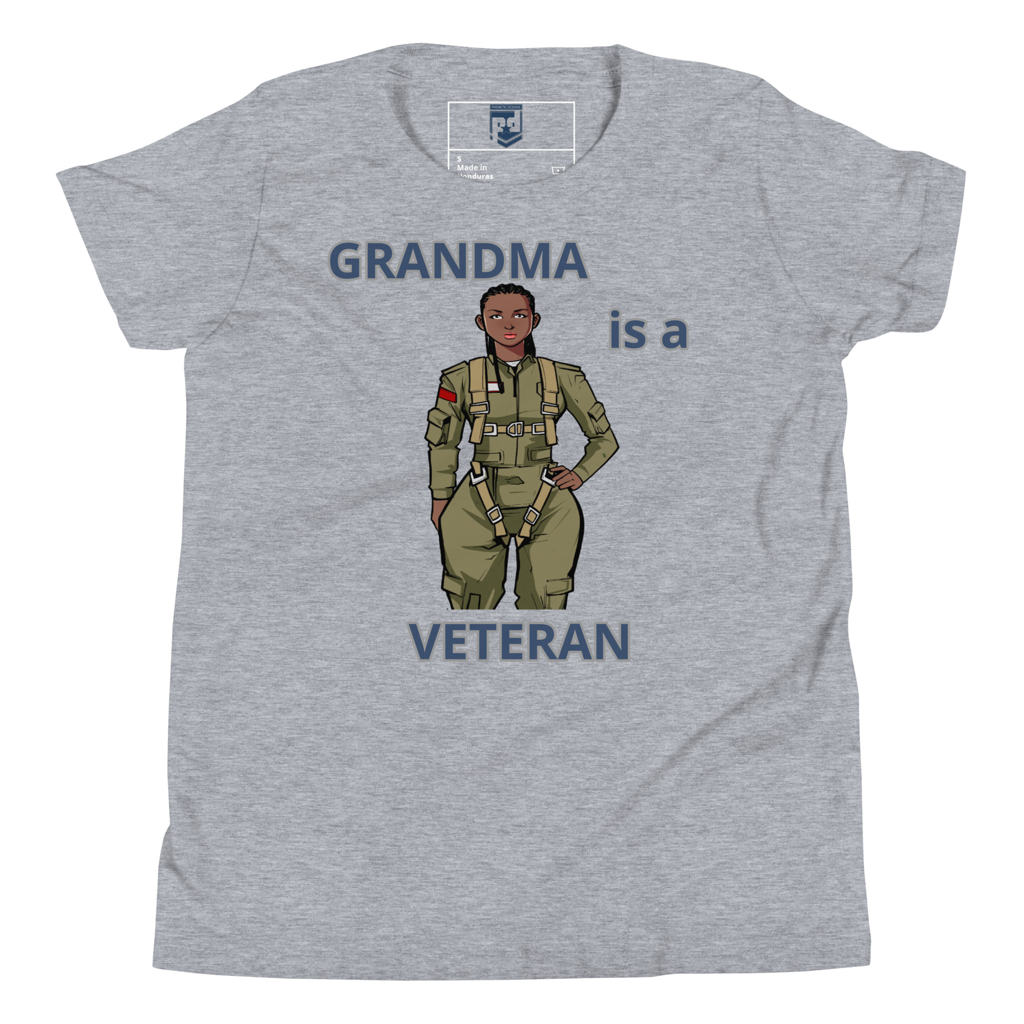GRANDMA IS A VETERAN TOO FOWER Youth Short Sleeve T-Shirt - Image 3