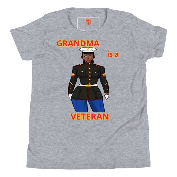 GRANDMA IS A VETERAN TOO FOWER Youth Short Sleeve T-Shirt - Image 3