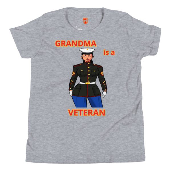 GRANDMA IS A VETERAN TOO FOWER Youth Short Sleeve T-Shirt - Image 3