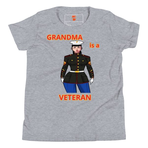 GRANDMA IS A VETERAN TOO FOWER Youth Short Sleeve T-Shirt - Image 3