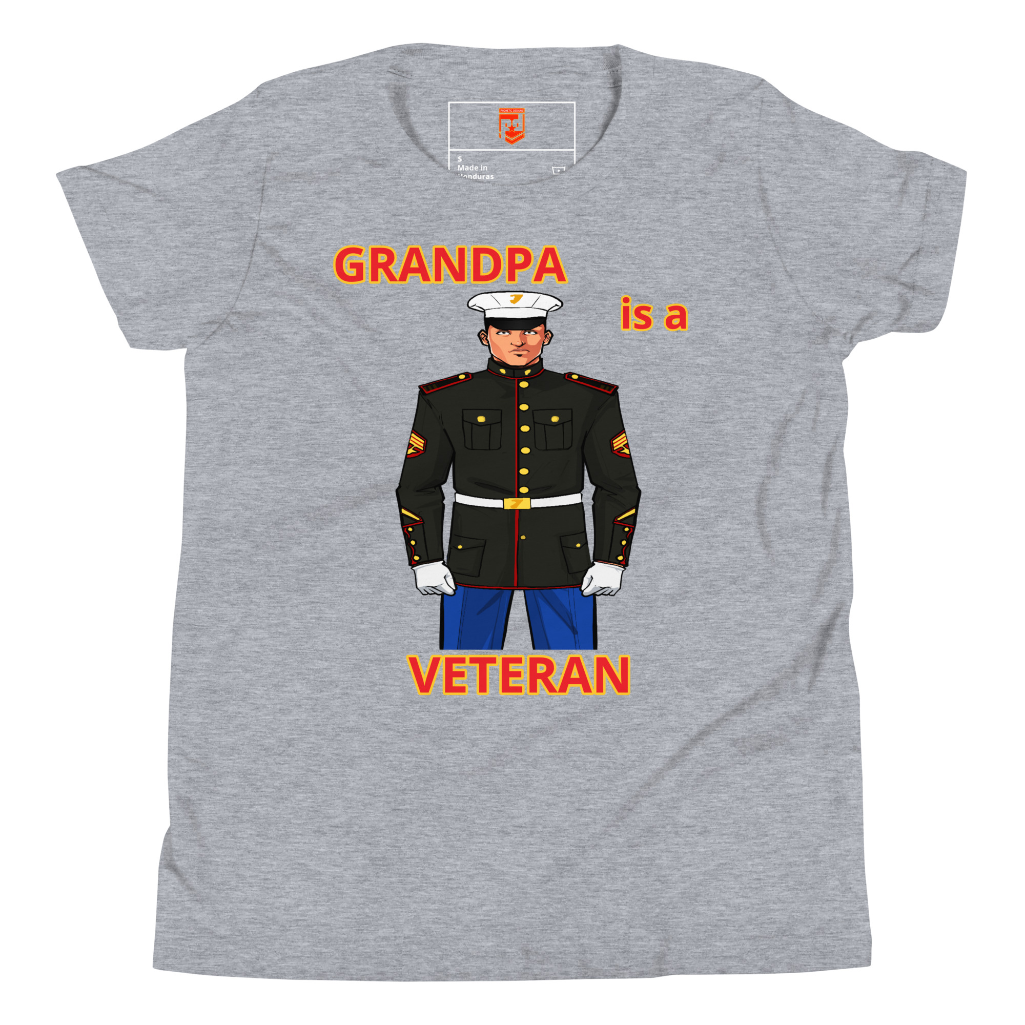 GRANDPA IS A VETERAN TOO FOWER Youth Short Sleeve T-Shirt - Image 3