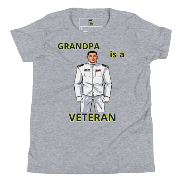 GRANDPA IS A VETERAN TOO FOWER Youth Short Sleeve T-Shirt - Image 3