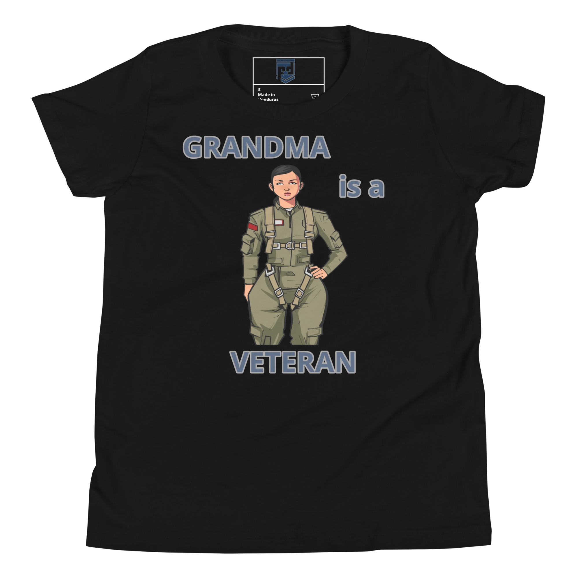 GRANDMA IS A VETERAN TOO FOWER Youth Short Sleeve T-Shirt