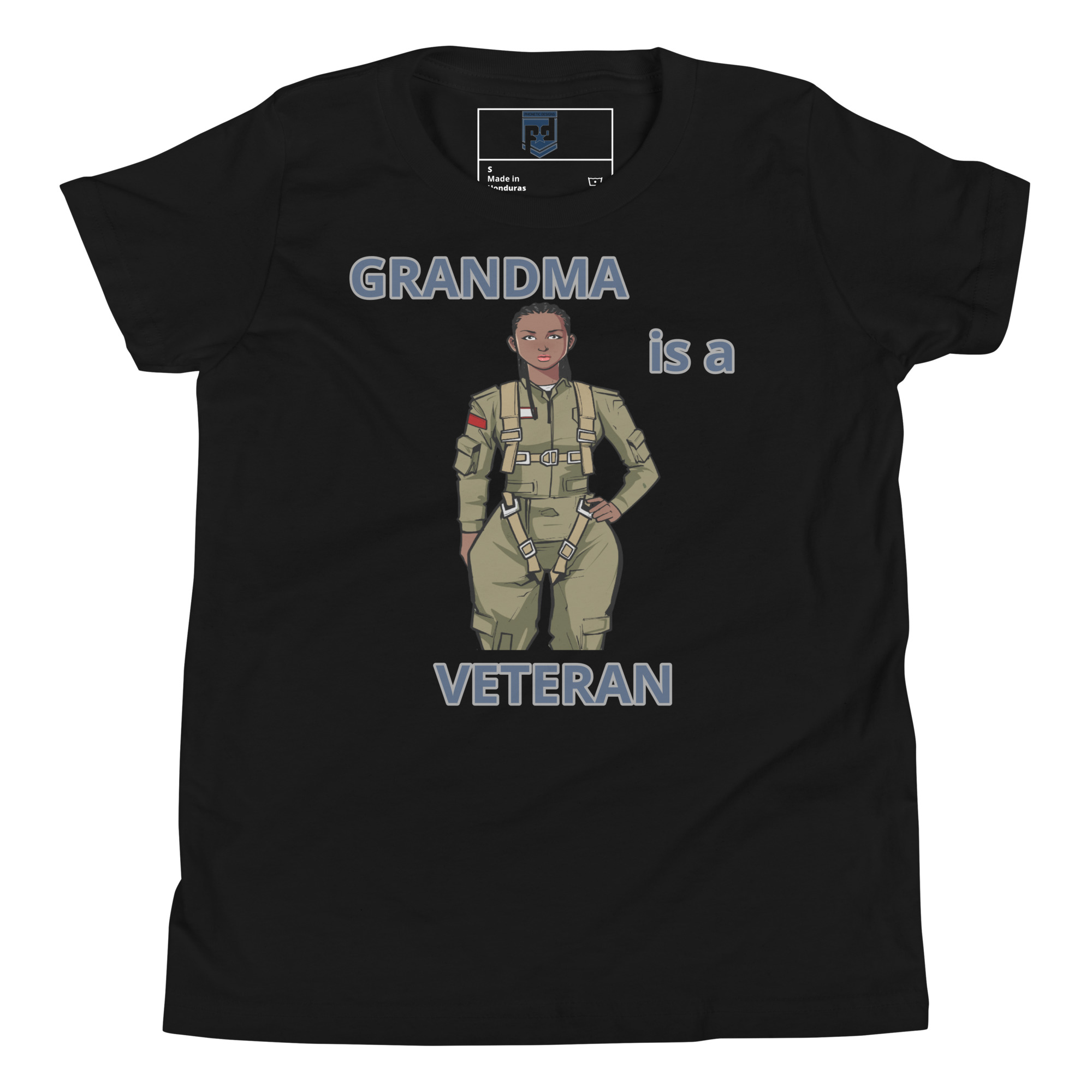 GRANDMA IS A VETERAN TOO FOWER Youth Short Sleeve T-Shirt