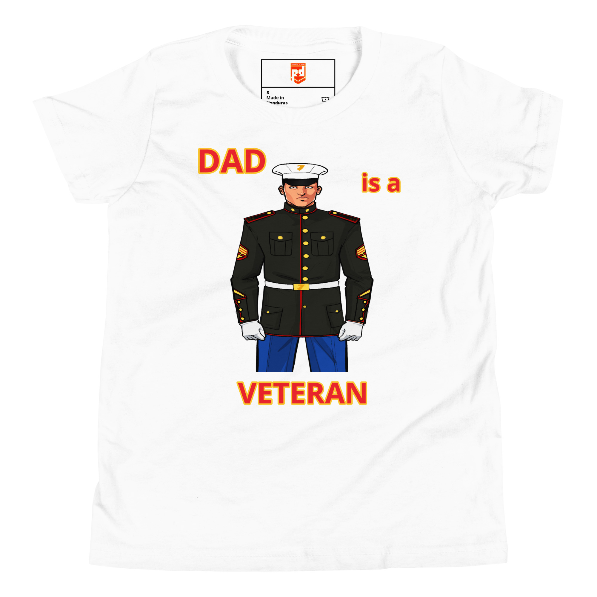 DAD IS A VETERAN TOO FOWER Youth Short Sleeve T-Shirt - Image 5