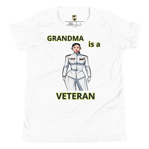 GRANDMA IS A VETERAN TOO FOWER Youth Short Sleeve T-Shirt - Image 5
