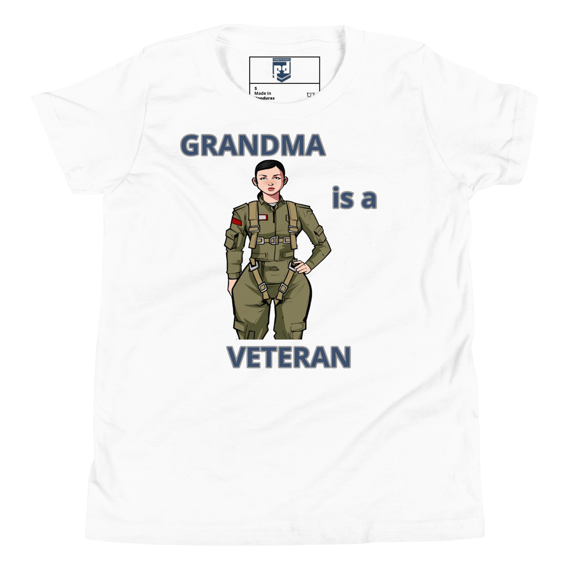 GRANDMA IS A VETERAN TOO FOWER Youth Short Sleeve T-Shirt - Image 5