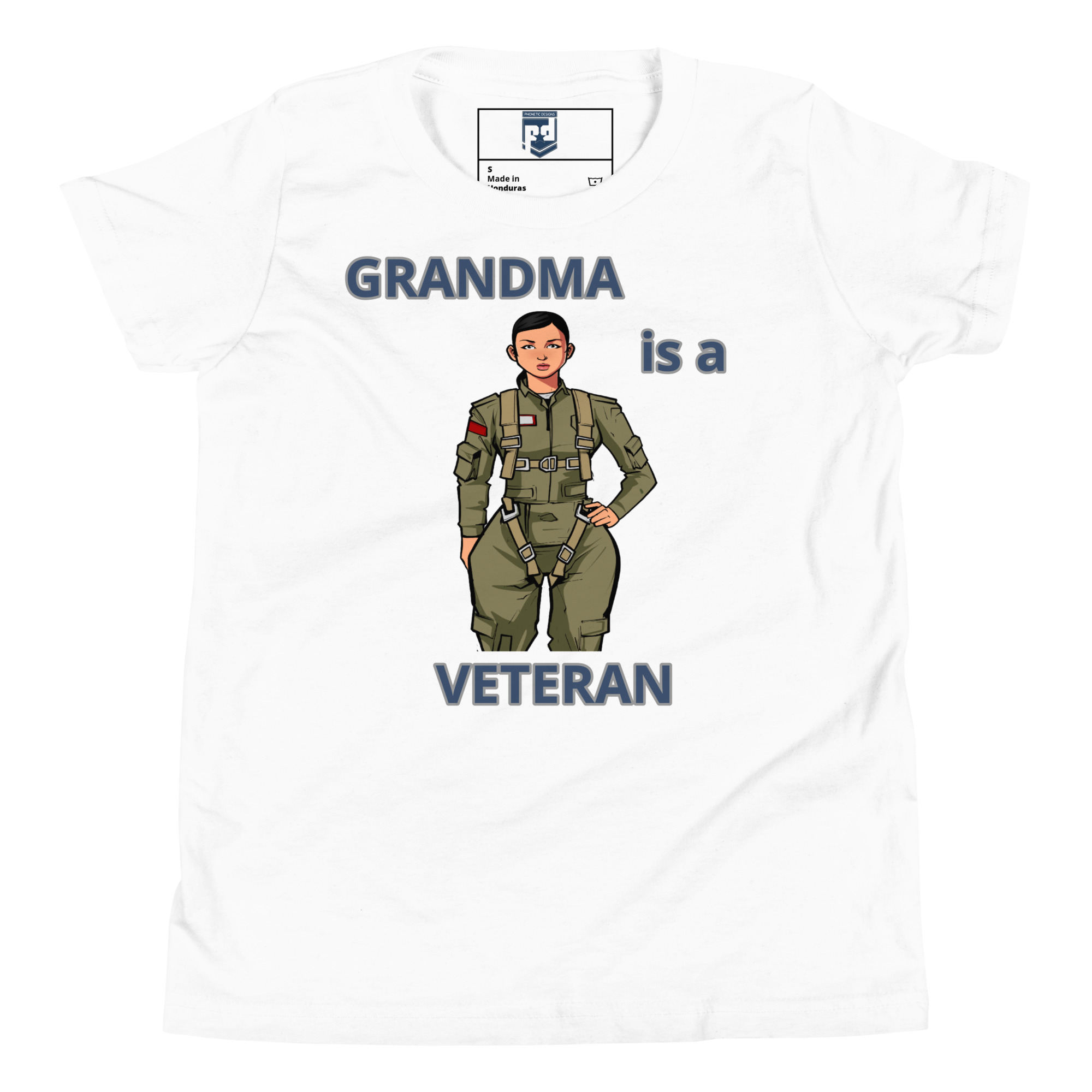 GRANDMA IS A VETERAN TOO FOWER Youth Short Sleeve T-Shirt - Image 5