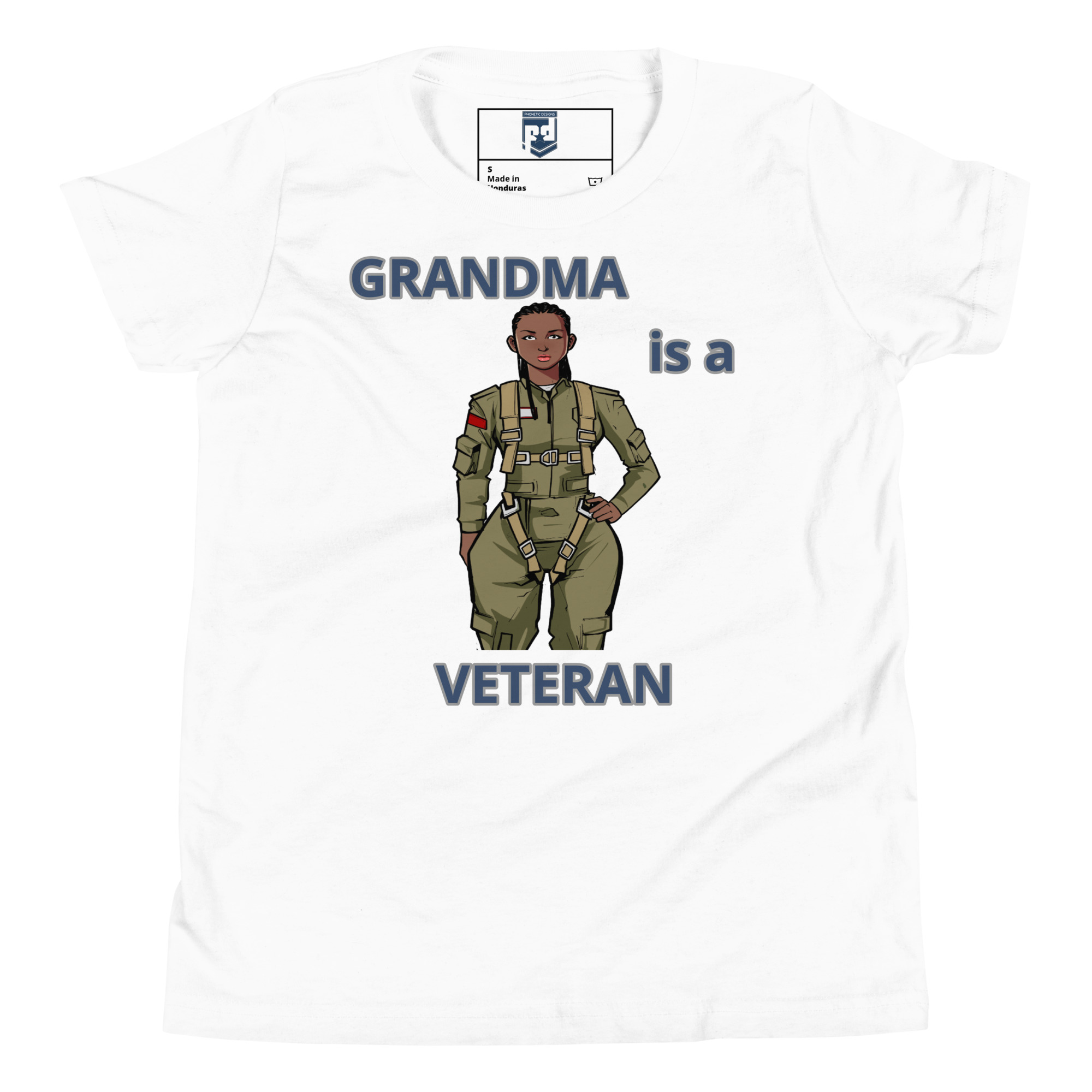 GRANDMA IS A VETERAN TOO FOWER Youth Short Sleeve T-Shirt - Image 5