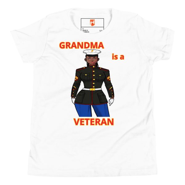 GRANDMA IS A VETERAN TOO FOWER Youth Short Sleeve T-Shirt - Image 5