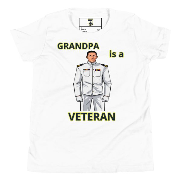 GRANDPA IS A VETERAN TOO FOWER Youth Short Sleeve T-Shirt - Image 5