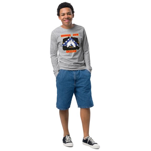 HONOR OUR FALLEN TOO FIFE Youth Long Sleeve Tee - Image 4