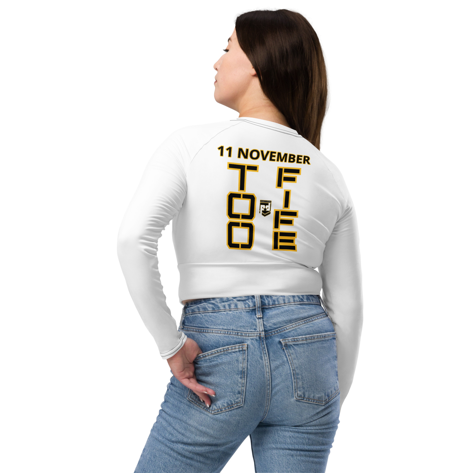 I SUPPORT VETERANS TOO FIFE Recycled Long-Sleeve Crop Top - Image 2