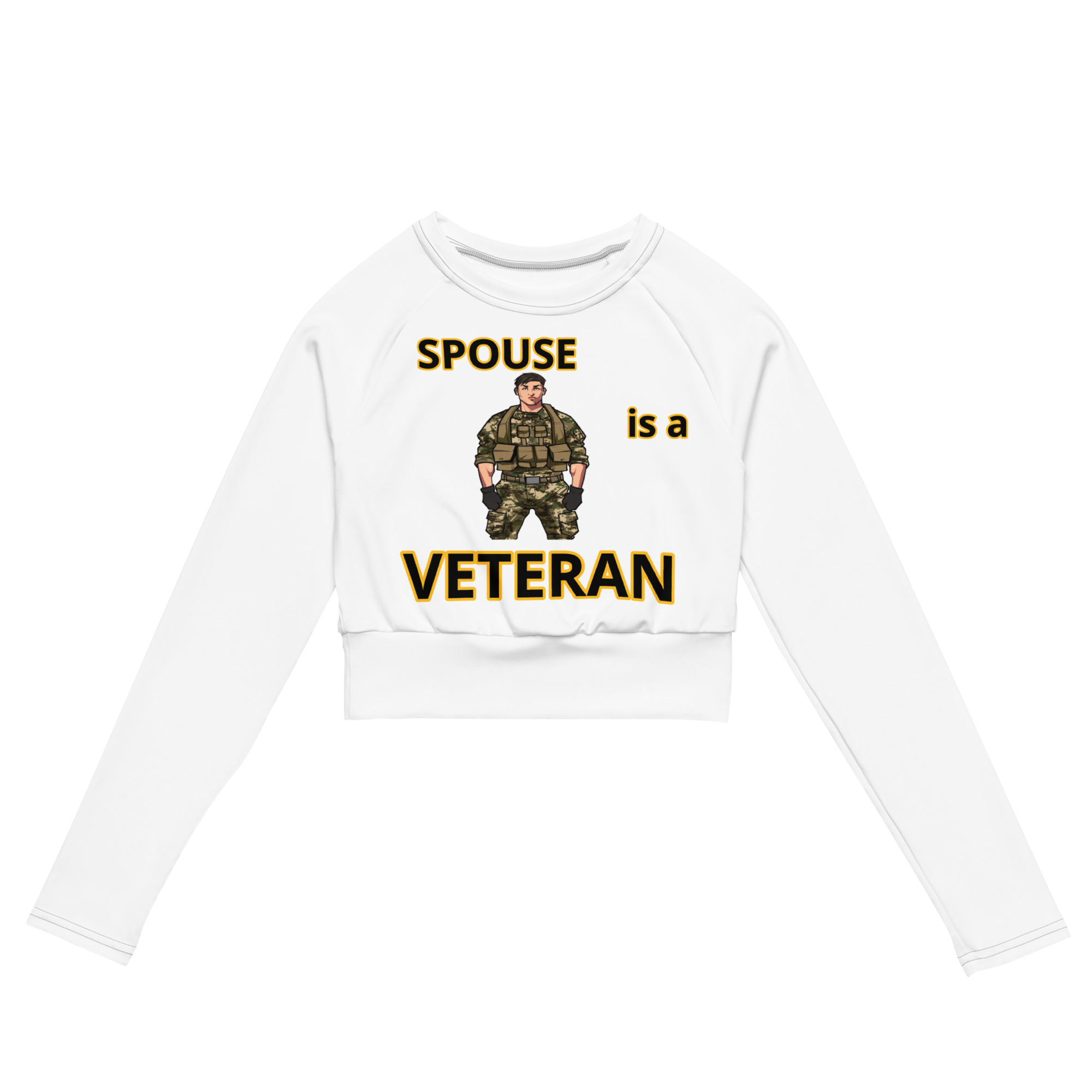 SPOUSE IS A VETERAN TOO FIFE Recycled Long-Sleeve Crop Top