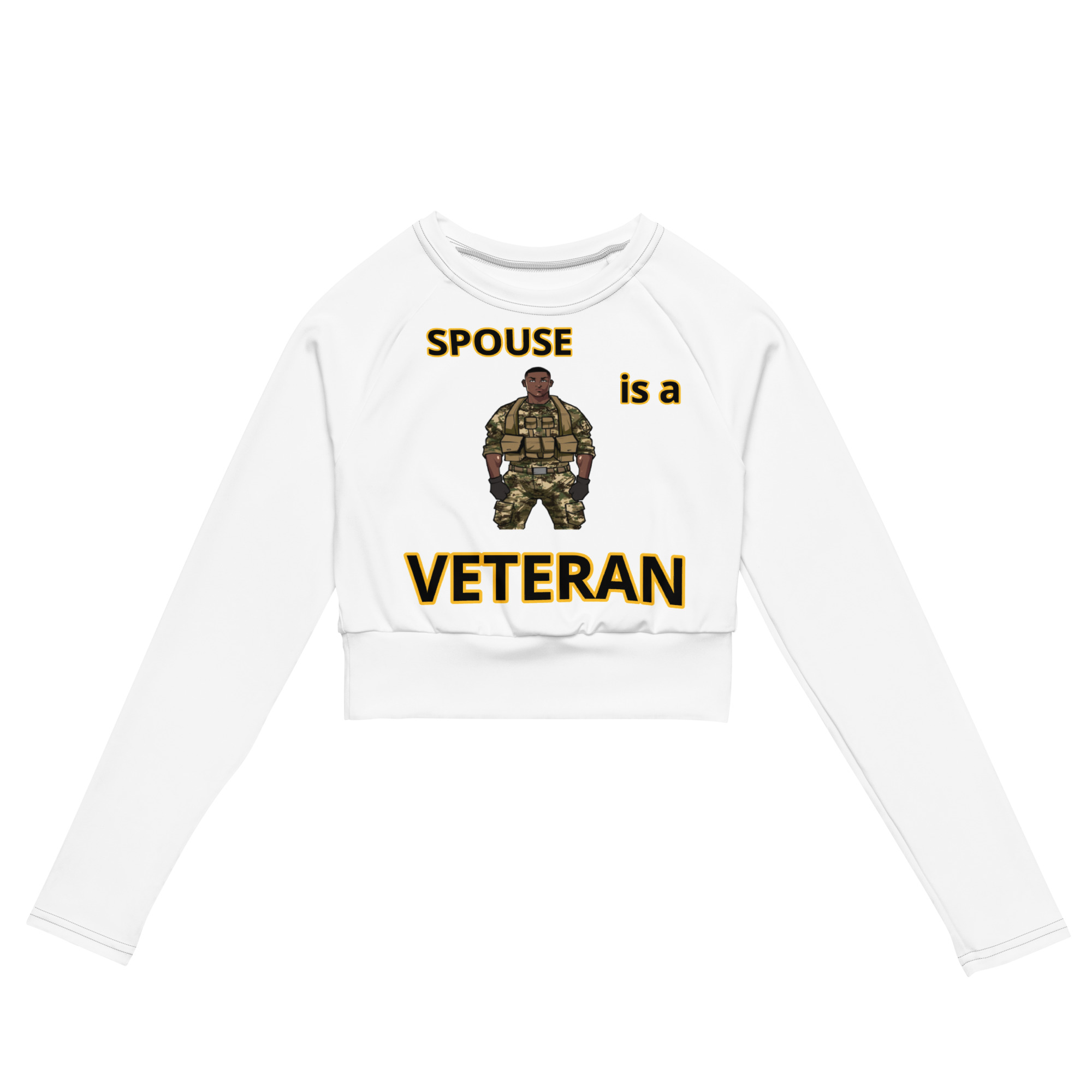 SPOUSE IS A VETERAN TOO FIFE Recycled Long-Sleeve Crop Top