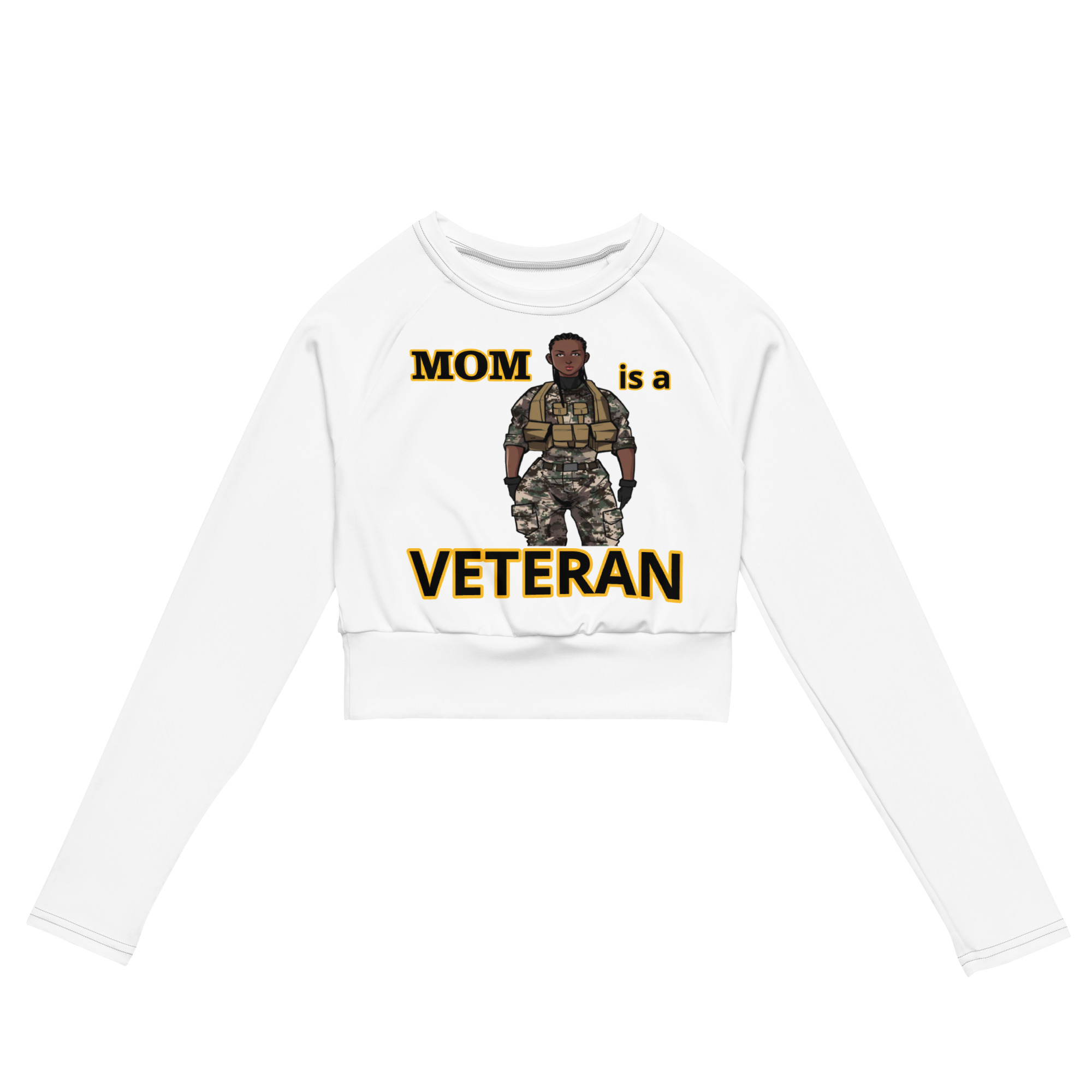 MOM IS A VETERAN TOO FIFE Recycled Long-Sleeve Crop Top