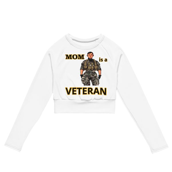MOM IS A VETERAN TOO FIFE Recycled Long-Sleeve Crop Top