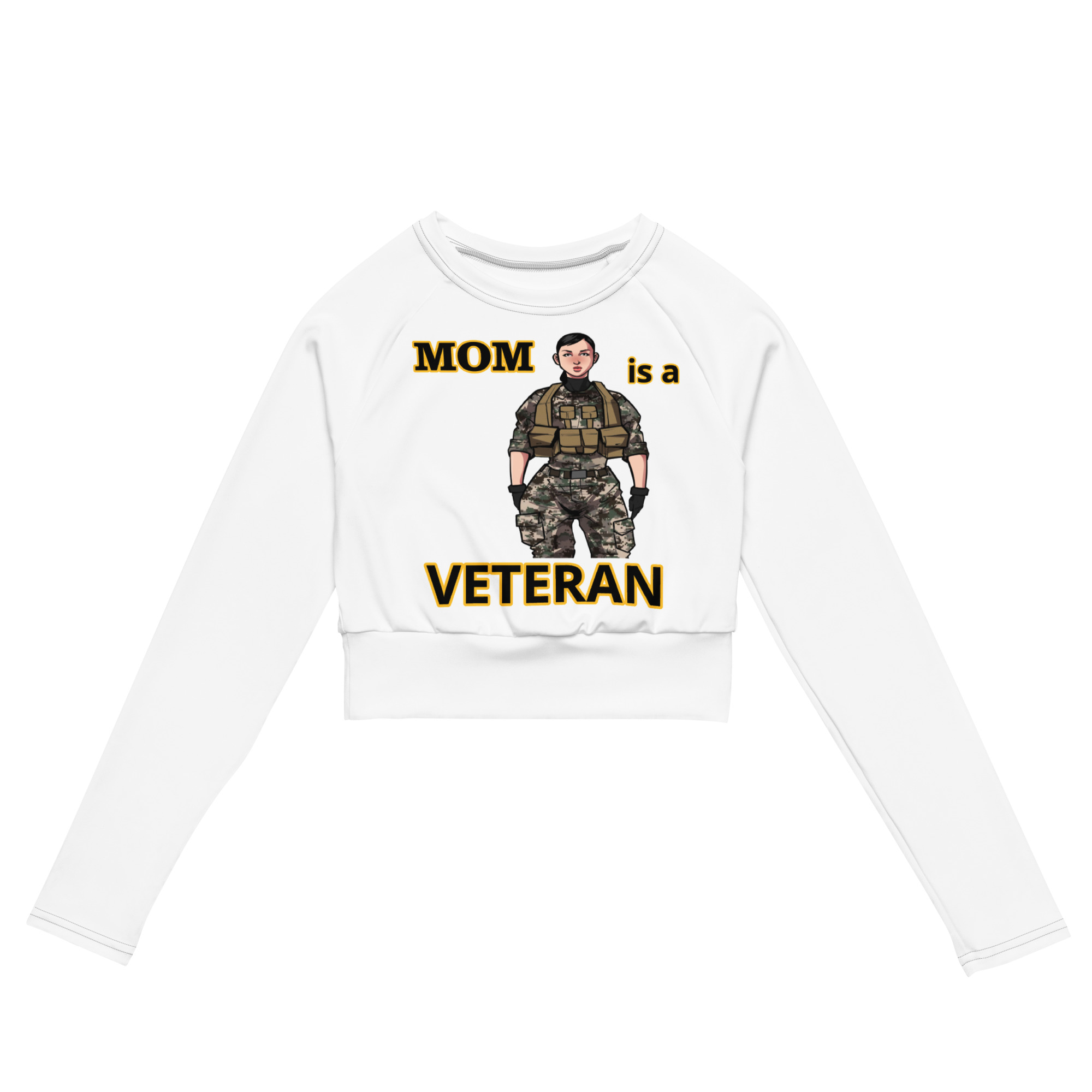 MOM IS A VETERAN TOO FIFE Recycled Long-Sleeve Crop Top