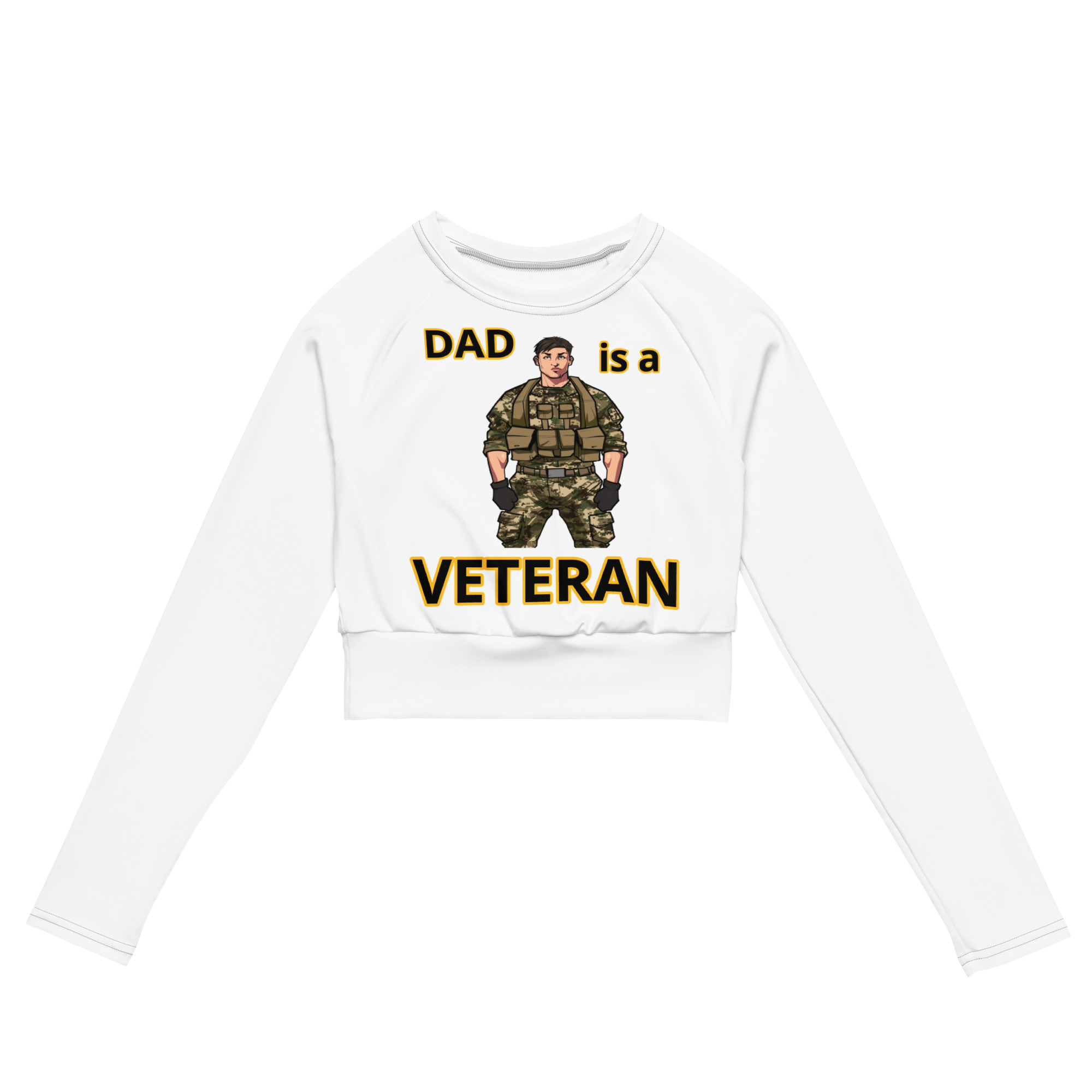 DAD IS A VETERAN TOO FIFE Recycled Long-Sleeve Crop Top