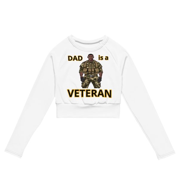 DAD IS A VETERAN TOO FIFE Recycled Long-Sleeve Crop Top
