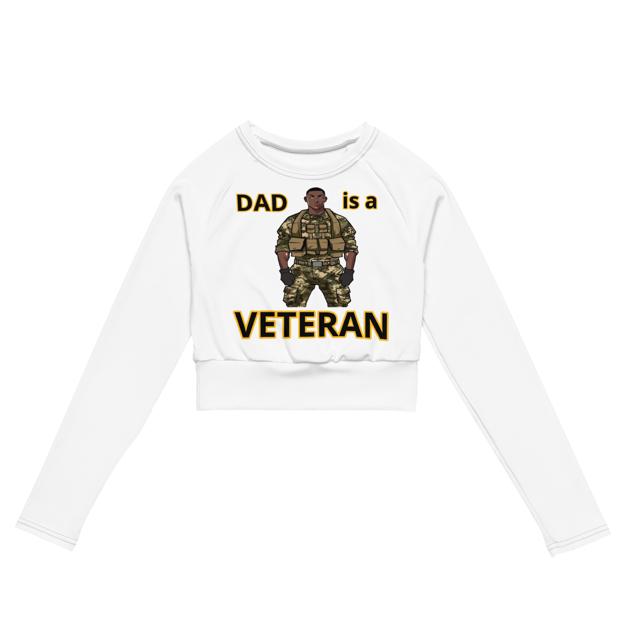 DAD IS A VETERAN TOO FIFE Recycled Long-Sleeve Crop Top