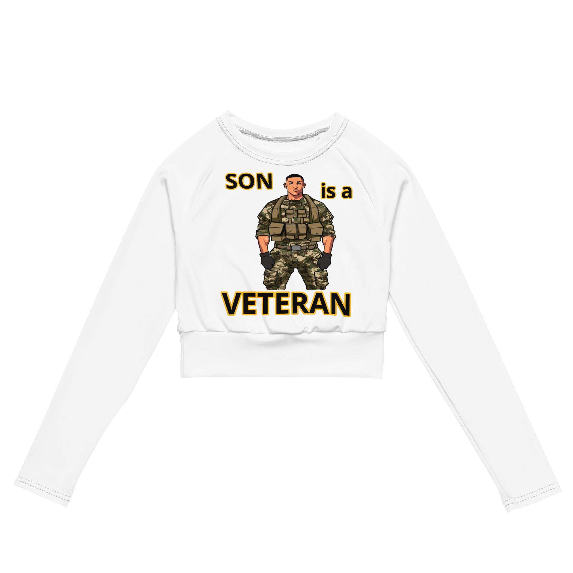 SON IS A VETERAN TOO FIFE Recycled Long-Sleeve Crop Top