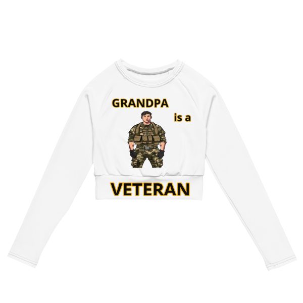 GRANDPA IS A VETERAN TOO FIFE Recycled Long-Sleeve Crop Top