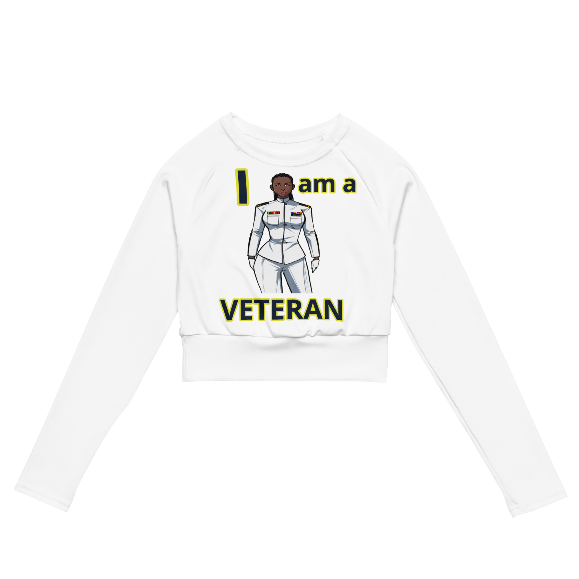 I AM A VETERAN TOO FIFE Recycled Long-Sleeve Crop Top