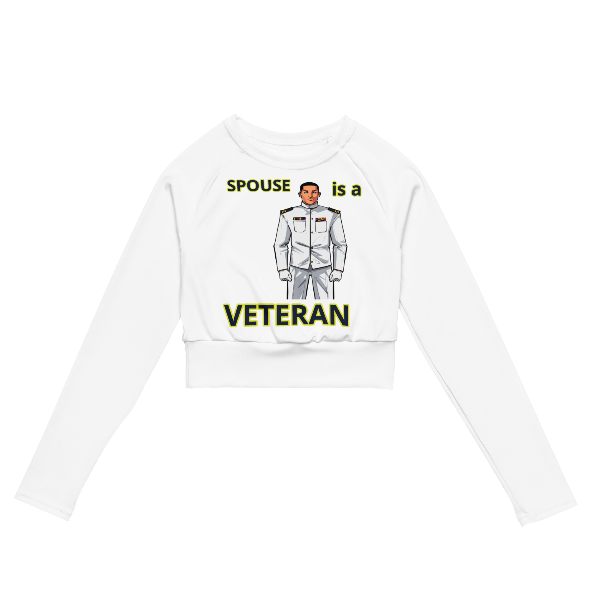 SPOUSE IS A VETERAN TOO FIFE Recycled Long-Sleeve Crop Top