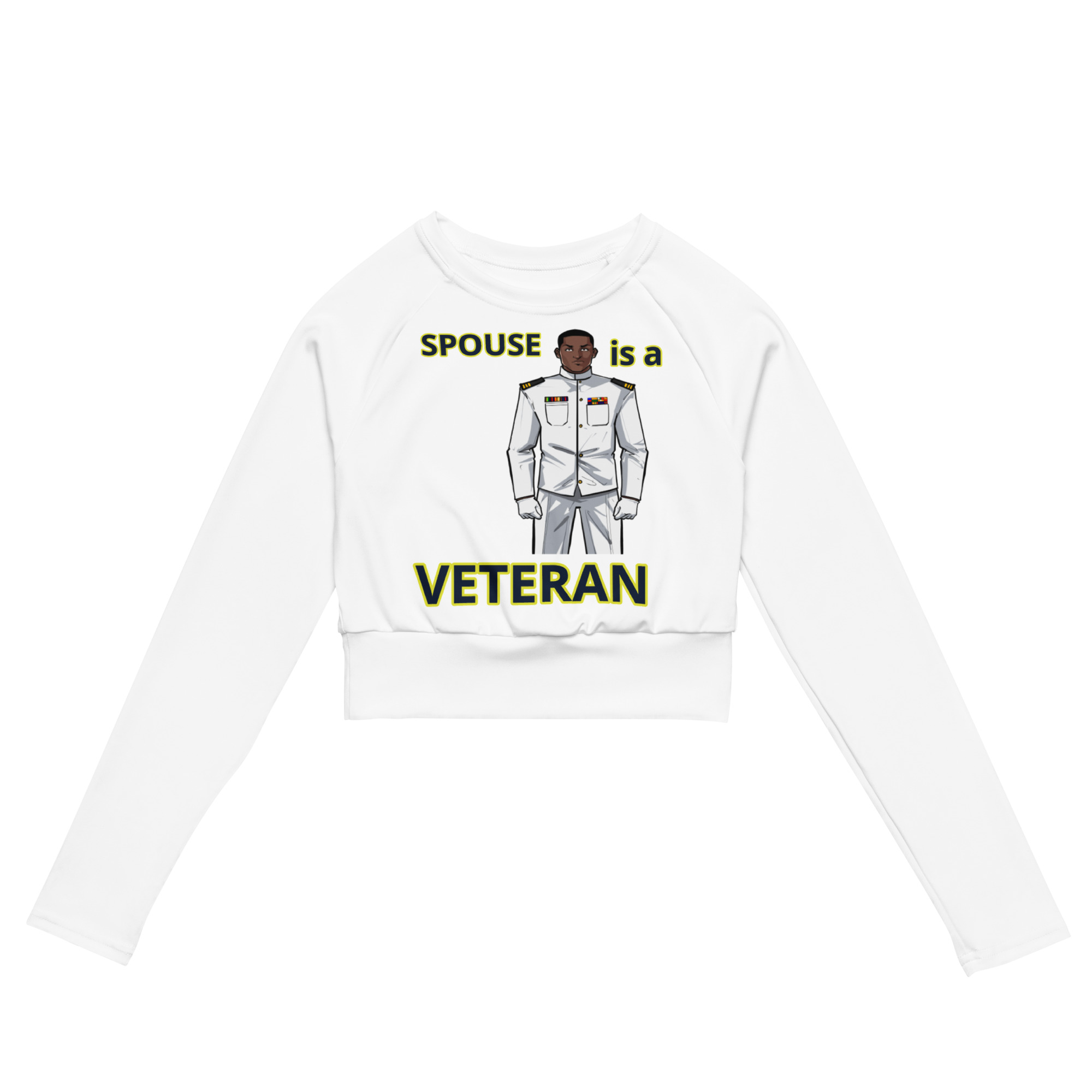 SPOUSE IS A VETERAN TOO FIFE Recycled Long-Sleeve Crop Top